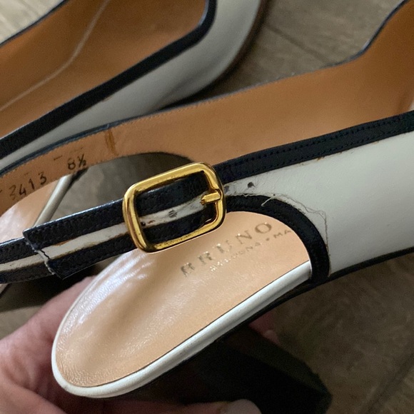 Bruno Magli Vintage Black and White Slingback Heels Size 8.5 - Picture 6 of 7